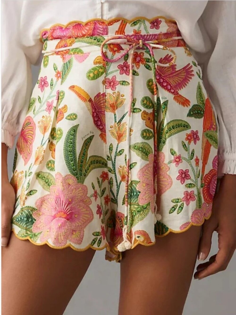Farm Rio Tropical Print Linen Shorts size S